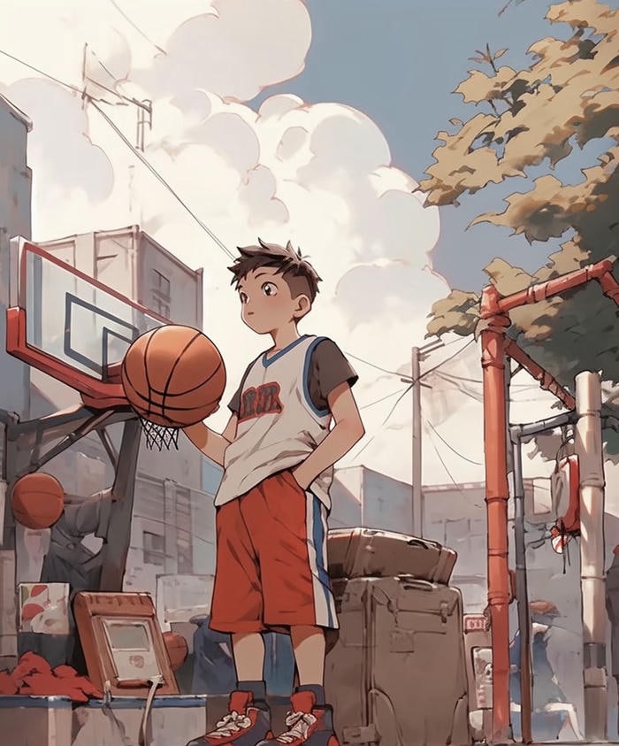 hình anime bóng rổ thi đấu trong nhà