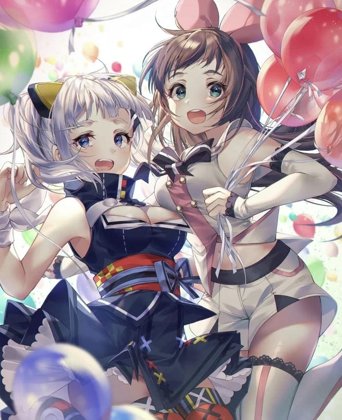 hình anime đôi bạn thân dáng đứng gần