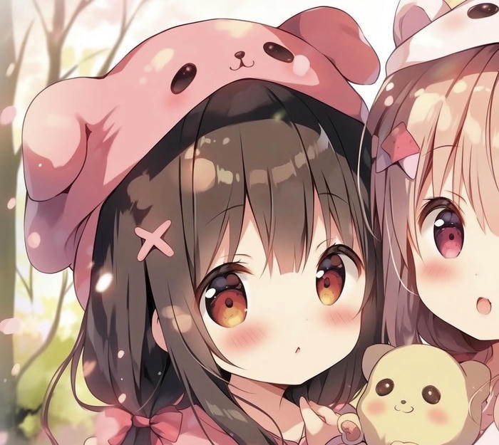 hình anime đôi bạn thân nền đơn giản