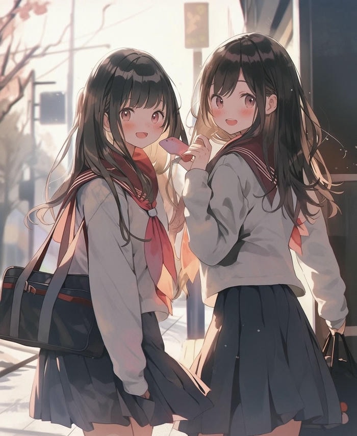 hình anime đôi bạn thân thân hình cân đối