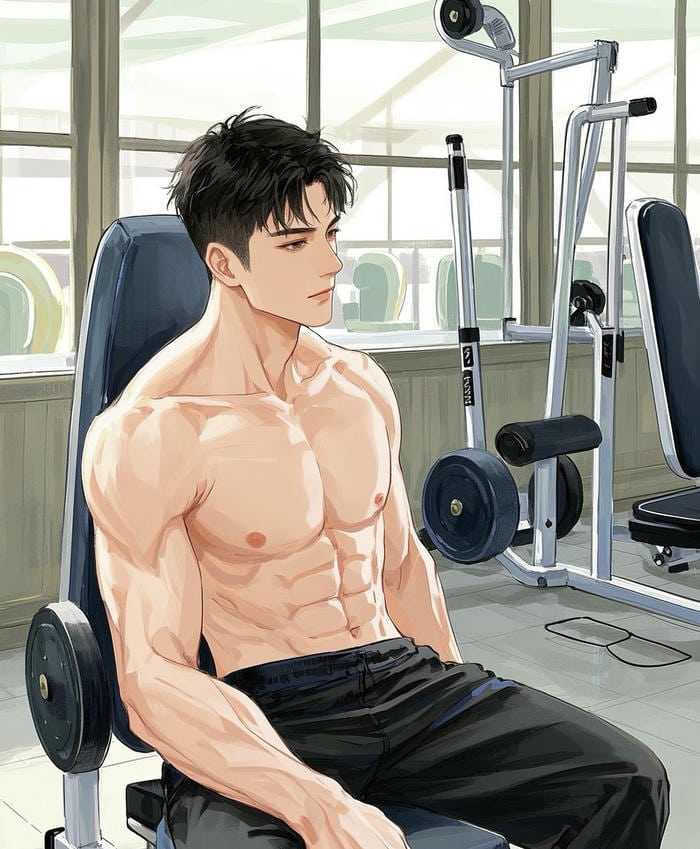 hình anime nam 6 múi da sáng