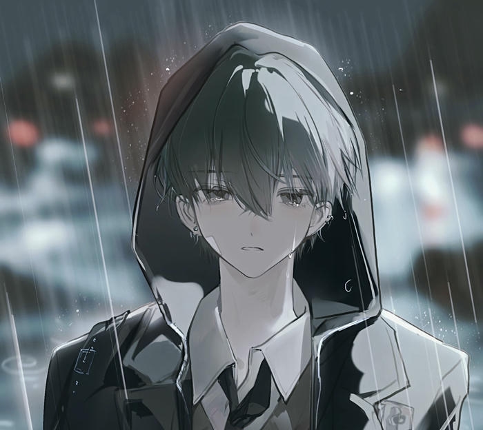 hình anime nam buồn ánh mắt trầm lặng