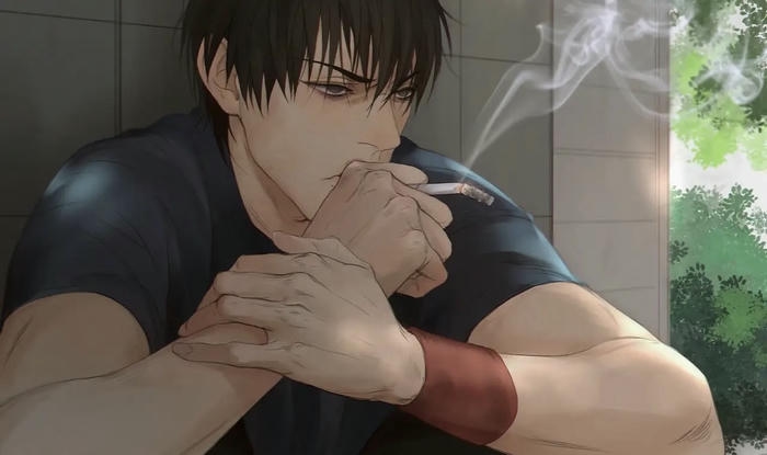 hình anime nam buồn tóc rủ che mắt