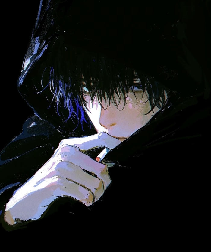 hình anime nam buồn trang phục tối