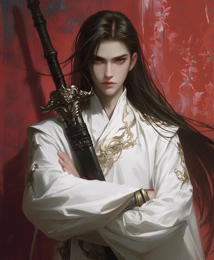 hình anime nam cầm kiếm katana đứng vững