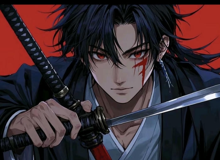 hình anime nam cầm kiếm katana lưỡi dài