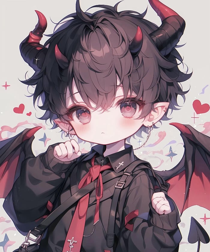 hình anime nam chibi tóc đen mềm mịn