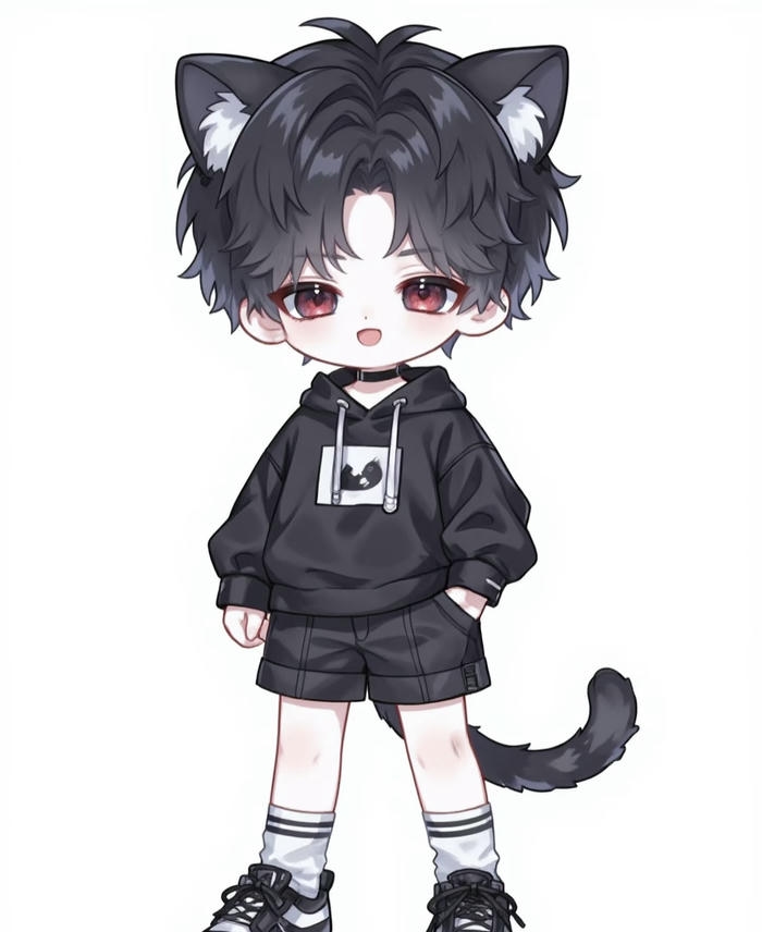 hình anime nam chibi tóc đen ngắn