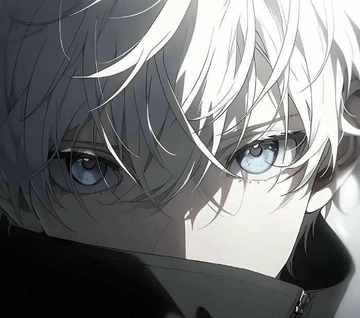 hình anime nam tóc trắng đứng chính diện