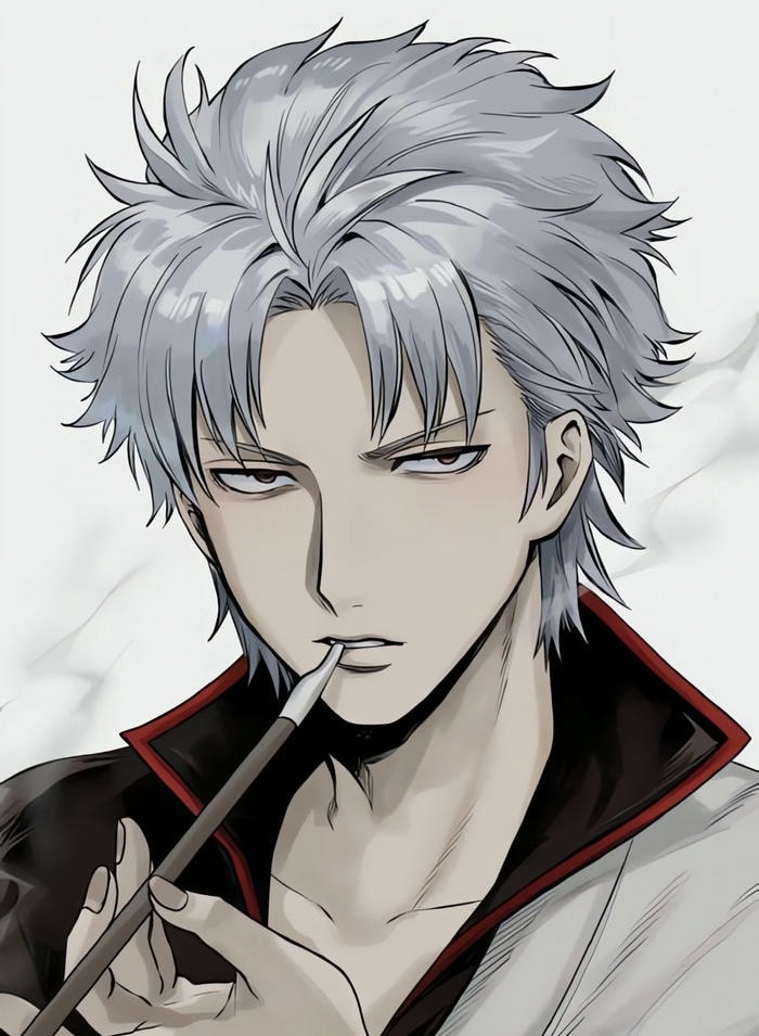 hình anime nam tóc trắng đường nét rõ