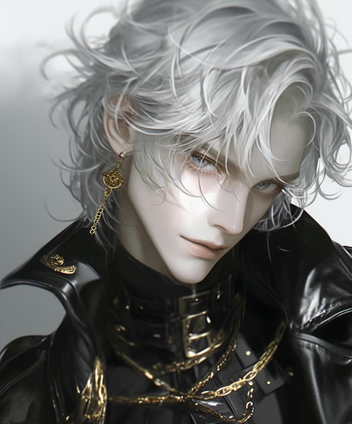 hình anime nam tóc trắng tóc xõa nhẹ
