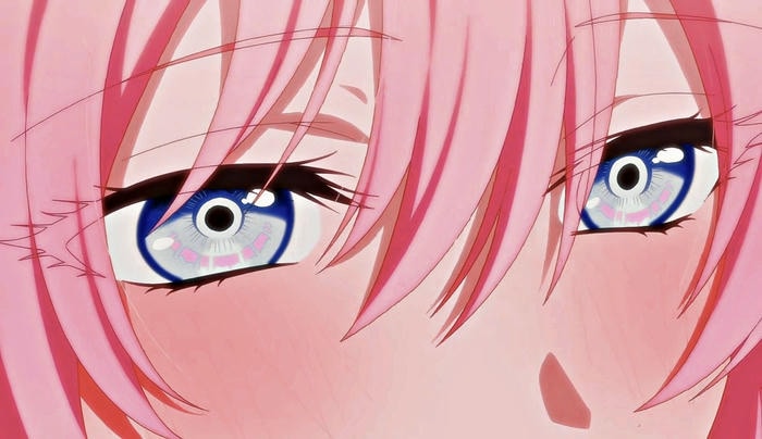 hình mắt anime đầy cảm xúc tóc hồng