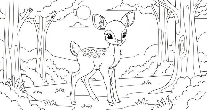 hình tập tô màu con nai ngơ ngác