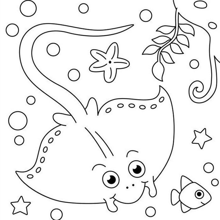 hình tô màu cá đuối đuôi dài