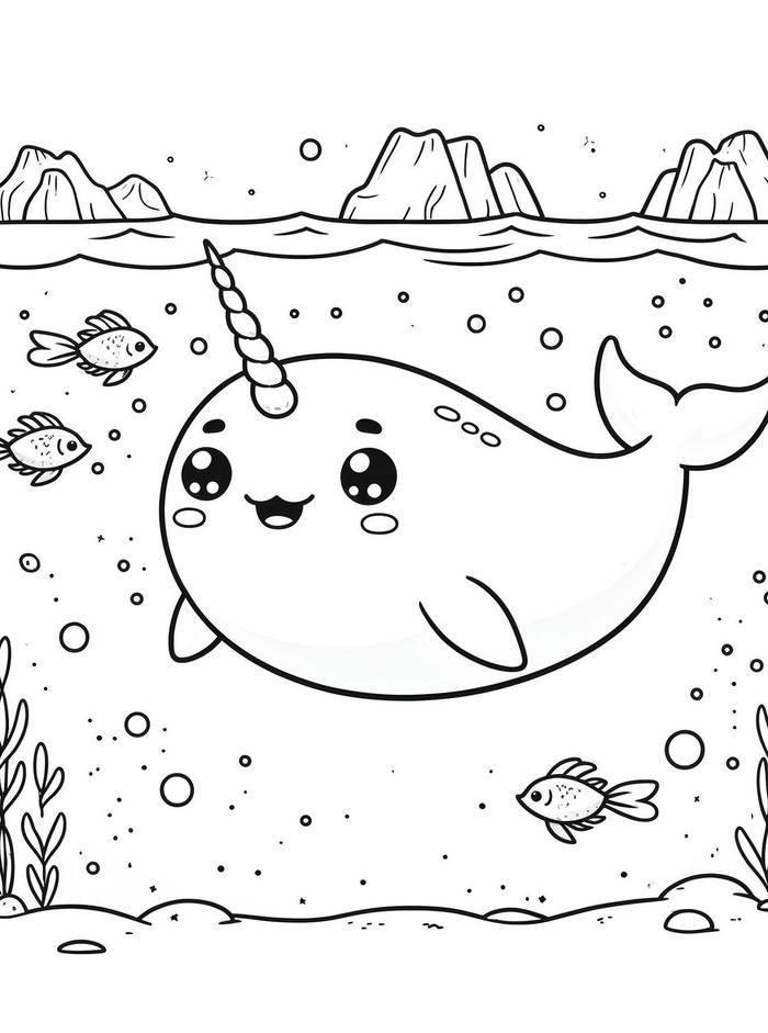 hình tô màu con cá có sừng ở đầu