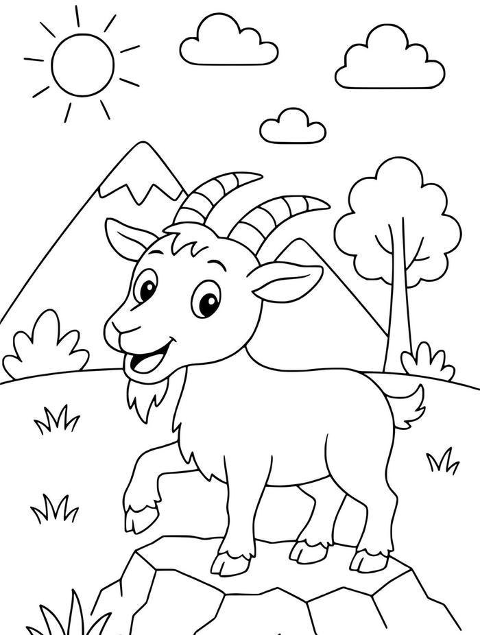 hình tô màu con dê có râu
