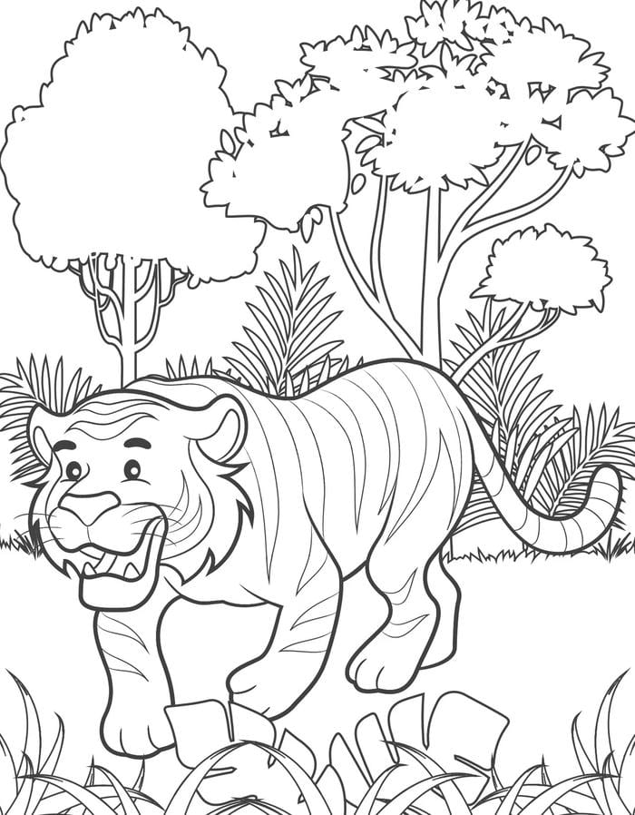 hình tô màu con vật con hổ săn mồi