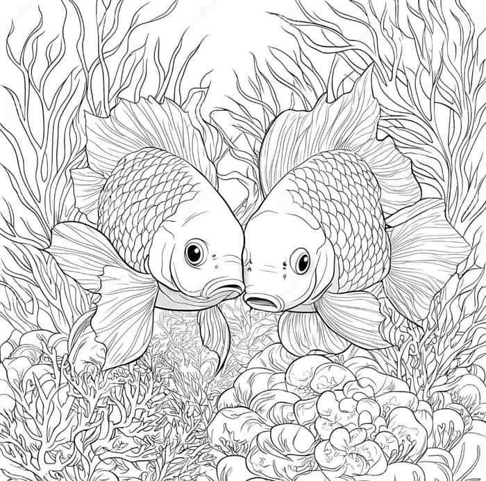 hình tô màu con vật đại dương đang bơi lội