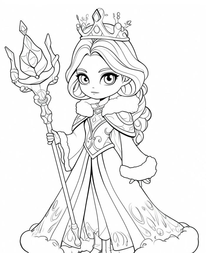 hình tô màu công chúa cầm quyền trượng