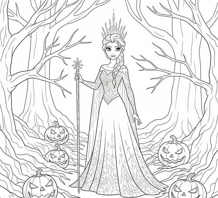 hình tô màu công chúa elsa nữ hoàng