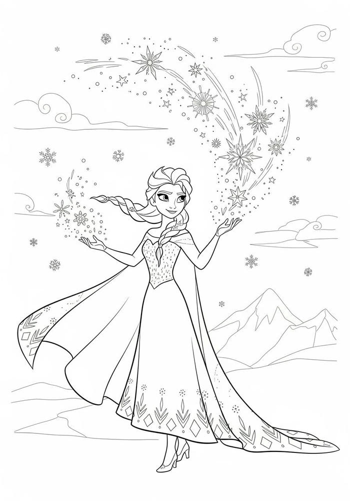 hình tô màu công chúa elsa tạo hình đẹp