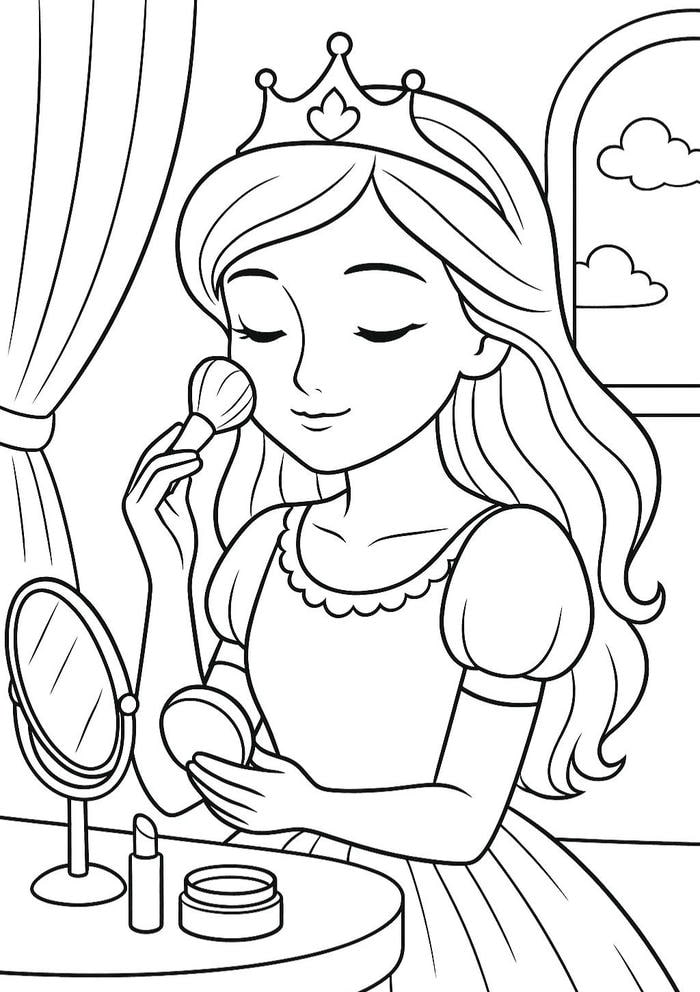 hình tô màu công chúa trang điểm