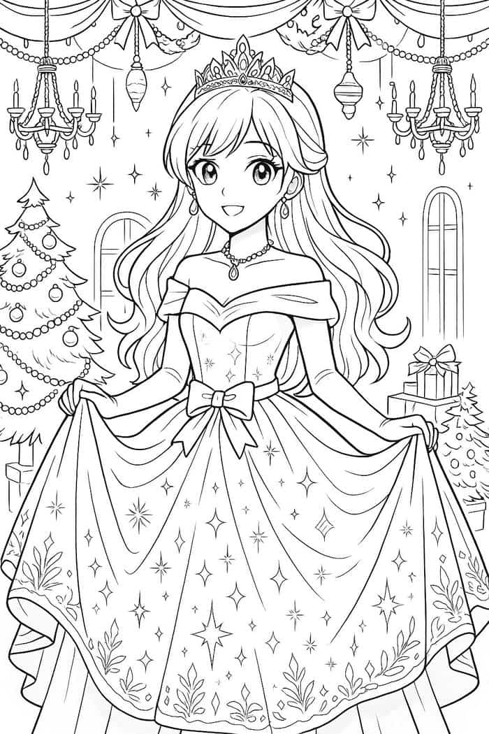 hình tô màu công chúa trong lâu đài cổ