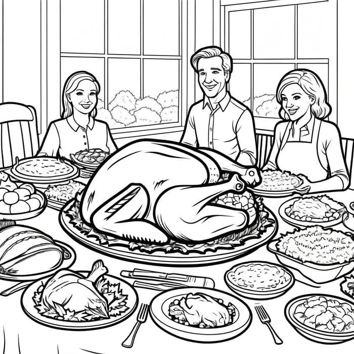 hình tô màu gia đình ăn cơm