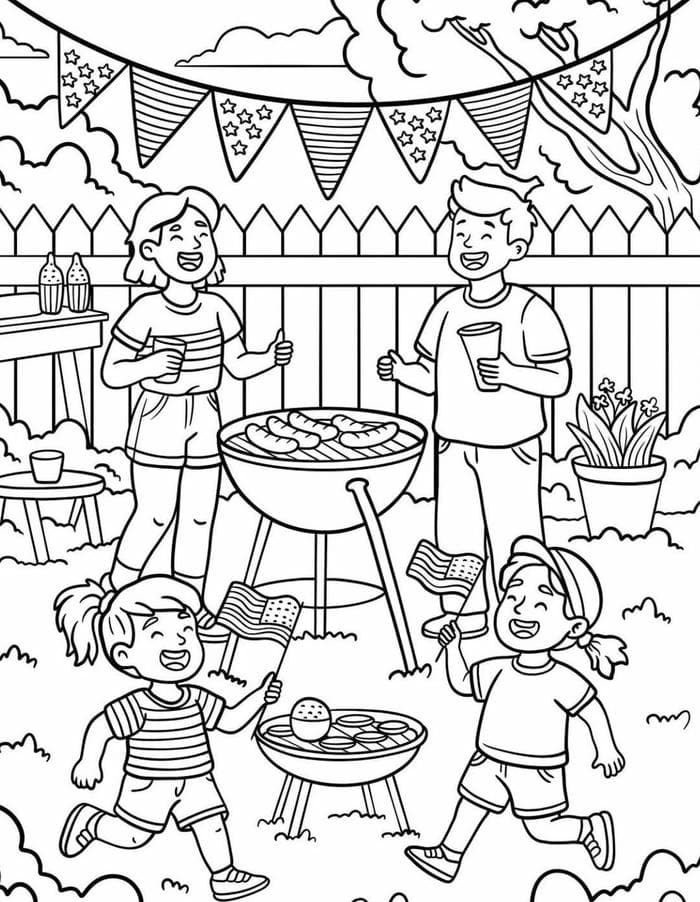 hình tô màu gia đình đi dã ngoại