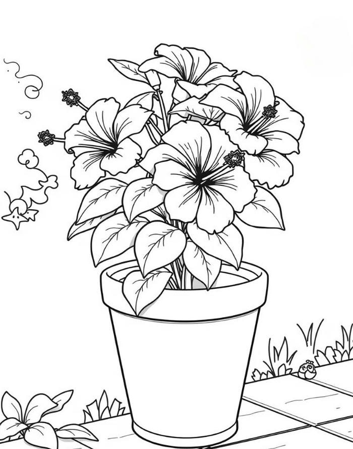 hình tô màu hoa dâm bụt
