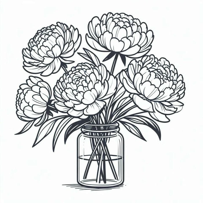 hình tô màu hoa mẫu đơn