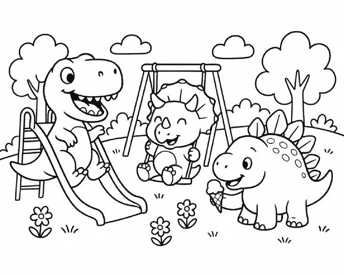 hình tô màu khủng long cười ngộ nghĩnh