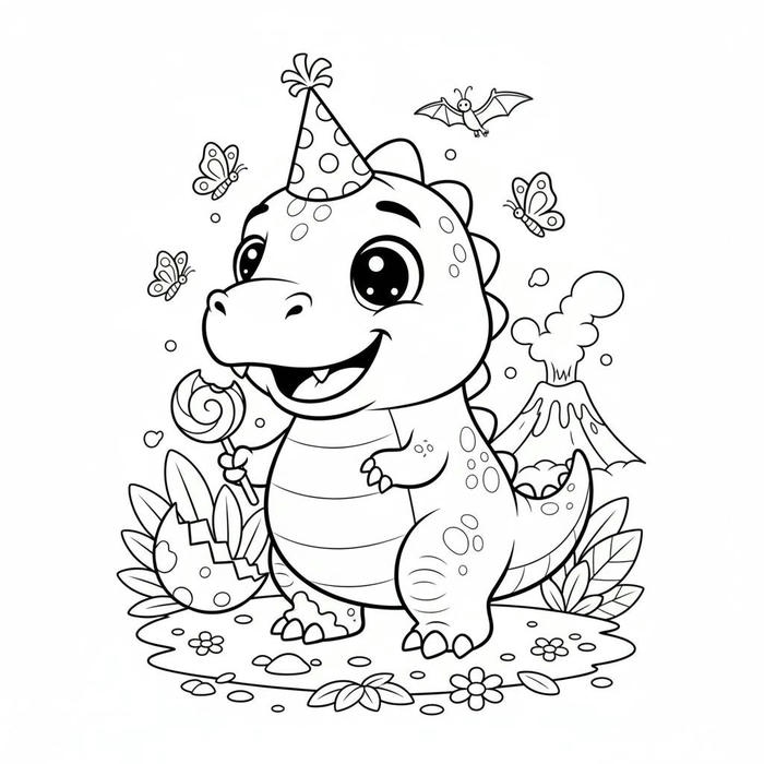 hình tô màu khủng long đứng bằng 2 chân