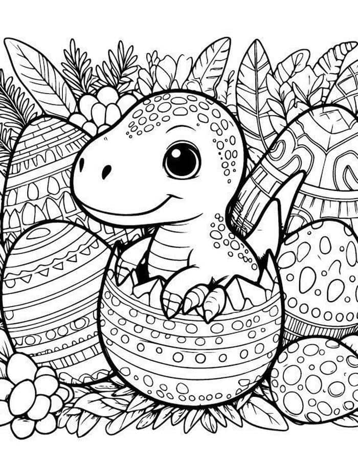 hình tô màu khủng long mới nở