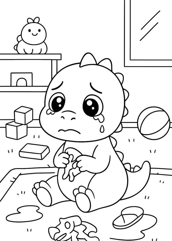 hình tô màu khủng long rơi nước mắt