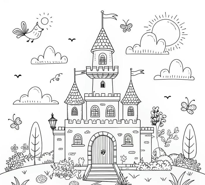 hình tô màu lâu dài công chúa