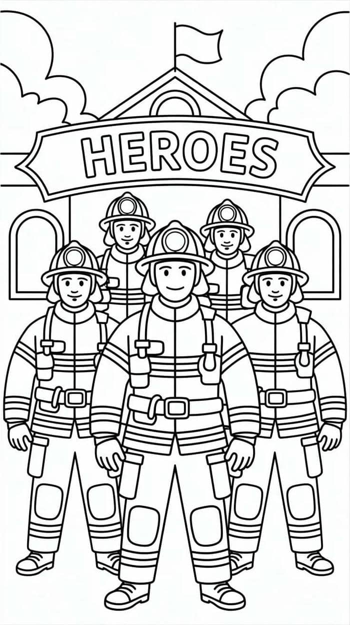 hình tô màu lính cứu hỏa cứu hộ khẩn cấp