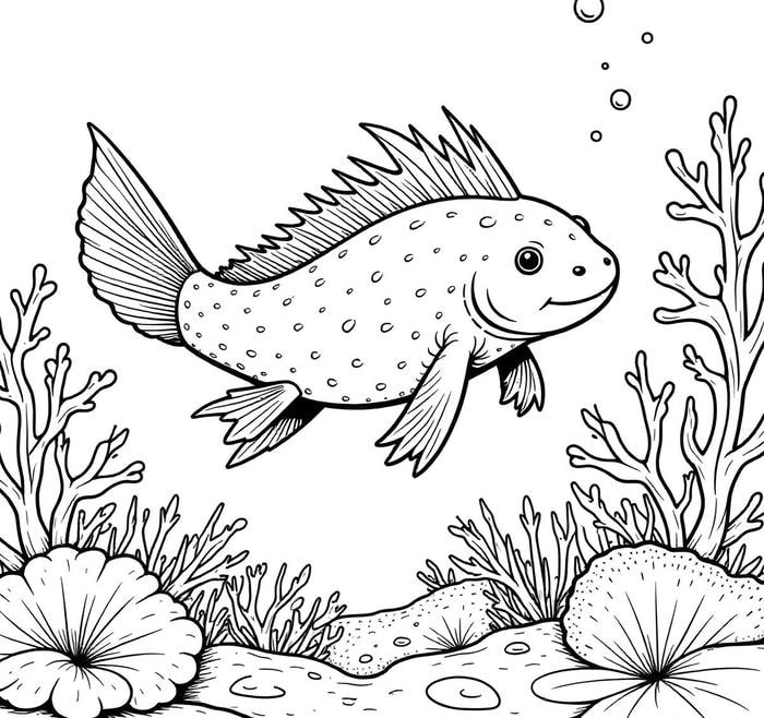 hình tô màu loài cá dưới đáy đại dương