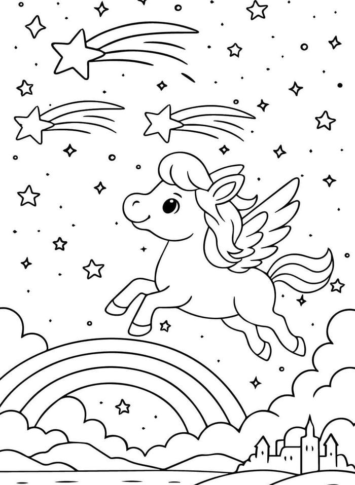 hình tô màu ngựa có cánh