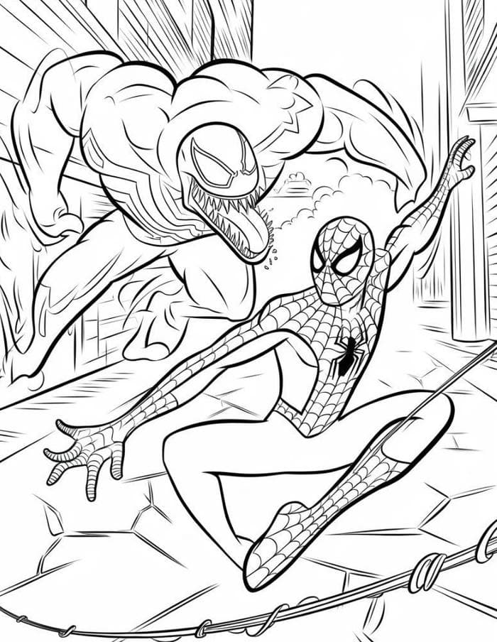 hình tô màu người nhện và quái vật