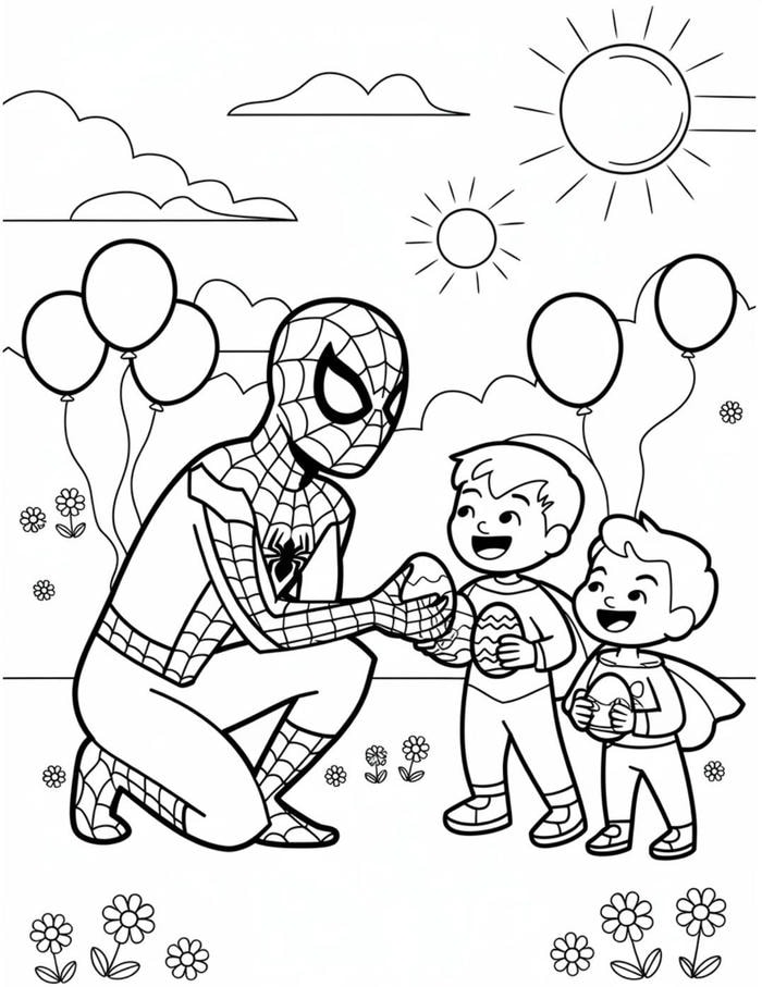 hình tô màu người nhện vui cùng trẻ