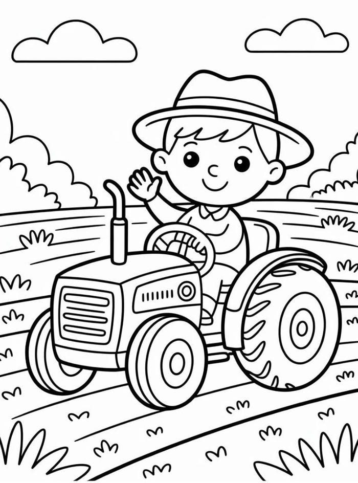 hình tô màu nông dân lao động sản xuất