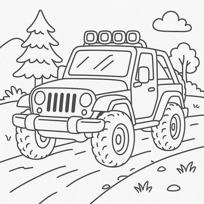 hình tô màu ô tô nét rõ dễ tô