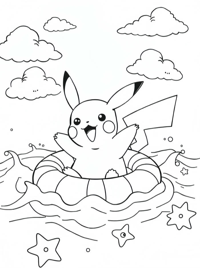 hình tô màu pokemon đuôi cong ngộ nghĩnh