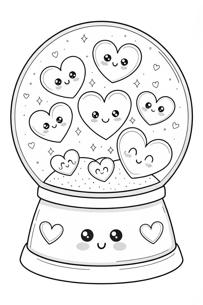 hình tô màu quả cầu tuyết cho bé 5-6 tuổi