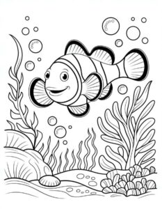 hình tô màu san hô và cá biển rực rỡ