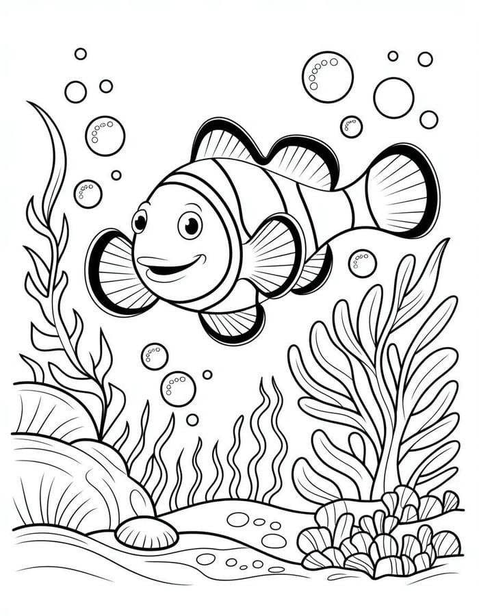 hình tô màu san hô và cá biển rực rỡ