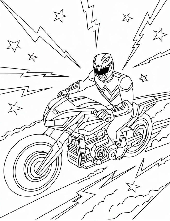 hình tô màu siêu nhân cưỡi môtô