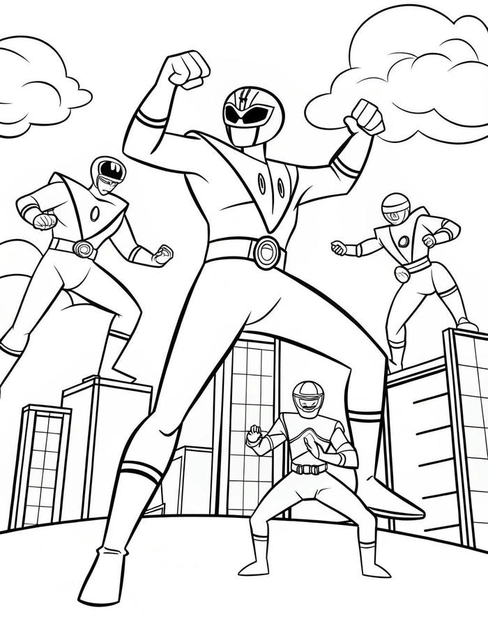 hình tô màu siêu nhân và đồng đội ra trận