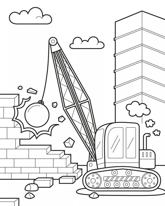hình tô màu xe công trình quy mô